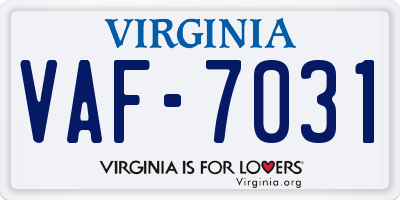 VA license plate VAF7031