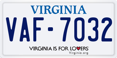 VA license plate VAF7032