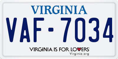 VA license plate VAF7034