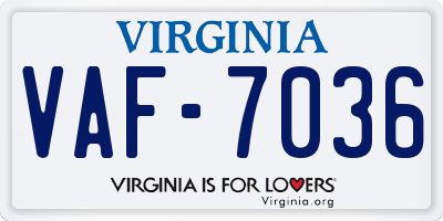 VA license plate VAF7036