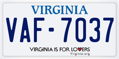 VA license plate VAF7037