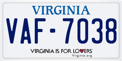VA license plate VAF7038