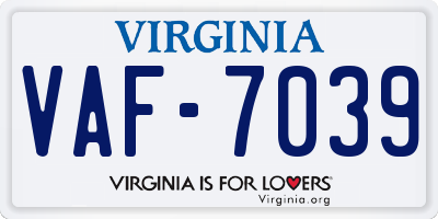 VA license plate VAF7039
