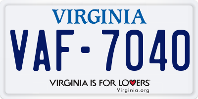 VA license plate VAF7040