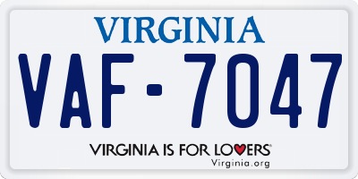 VA license plate VAF7047