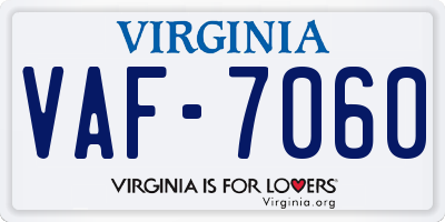 VA license plate VAF7060