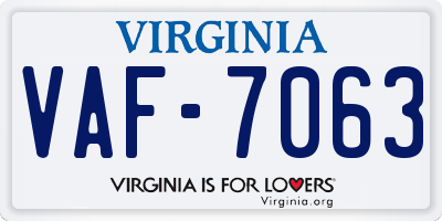VA license plate VAF7063