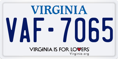 VA license plate VAF7065