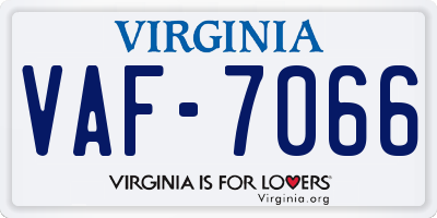 VA license plate VAF7066
