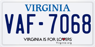 VA license plate VAF7068