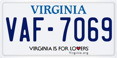 VA license plate VAF7069