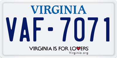 VA license plate VAF7071
