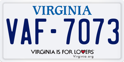 VA license plate VAF7073