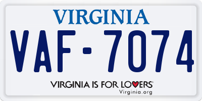VA license plate VAF7074