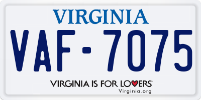 VA license plate VAF7075