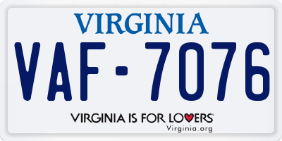 VA license plate VAF7076