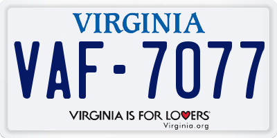 VA license plate VAF7077