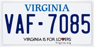 VA license plate VAF7085