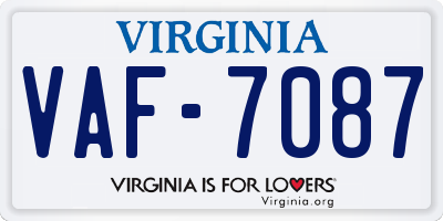 VA license plate VAF7087