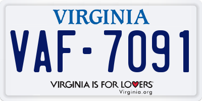 VA license plate VAF7091