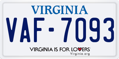 VA license plate VAF7093