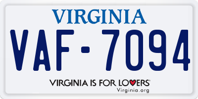 VA license plate VAF7094