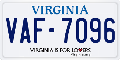 VA license plate VAF7096