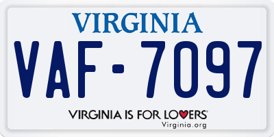 VA license plate VAF7097