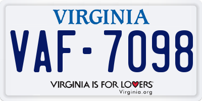 VA license plate VAF7098