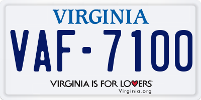 VA license plate VAF7100