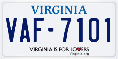 VA license plate VAF7101