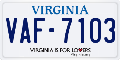 VA license plate VAF7103