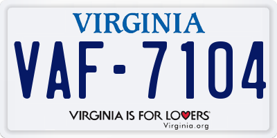 VA license plate VAF7104