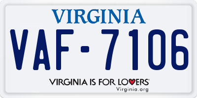 VA license plate VAF7106