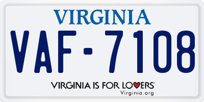 VA license plate VAF7108