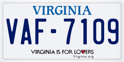 VA license plate VAF7109