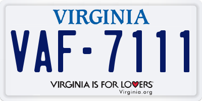 VA license plate VAF7111