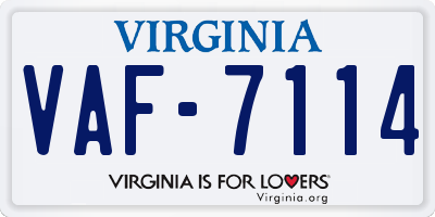 VA license plate VAF7114