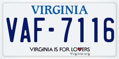 VA license plate VAF7116