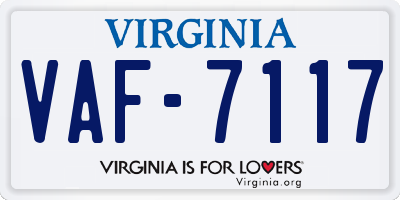 VA license plate VAF7117