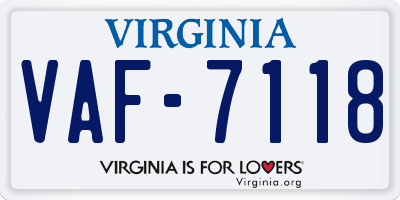 VA license plate VAF7118
