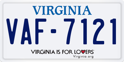 VA license plate VAF7121