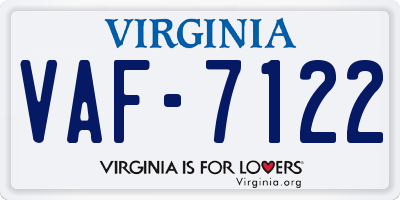 VA license plate VAF7122
