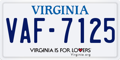VA license plate VAF7125