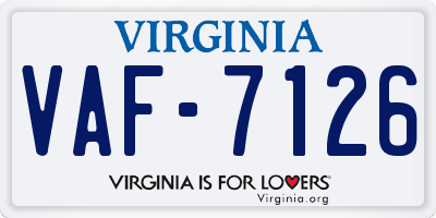VA license plate VAF7126