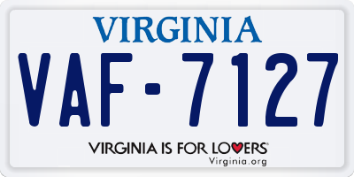 VA license plate VAF7127