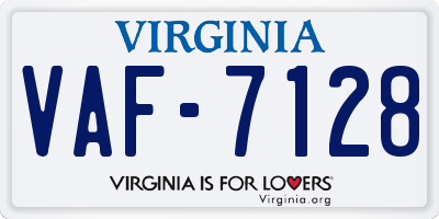 VA license plate VAF7128
