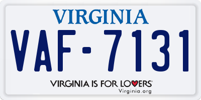 VA license plate VAF7131