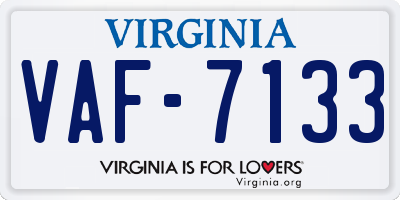 VA license plate VAF7133