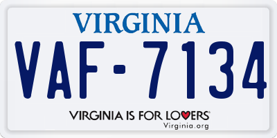 VA license plate VAF7134